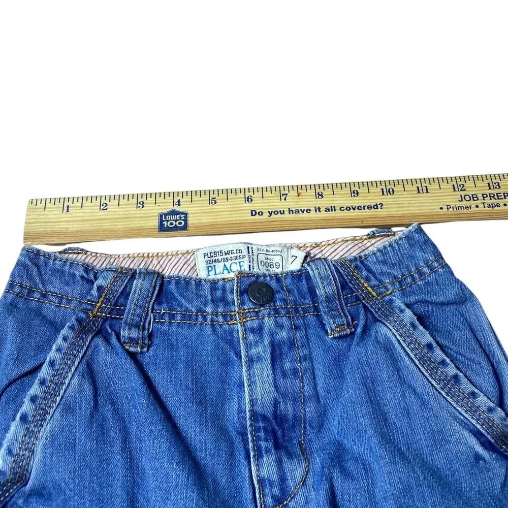 Vintage 90s Jean Cargo Shorts Boys Size 7/ 22'' Waist Blue Baggy Skater Hip Hop
